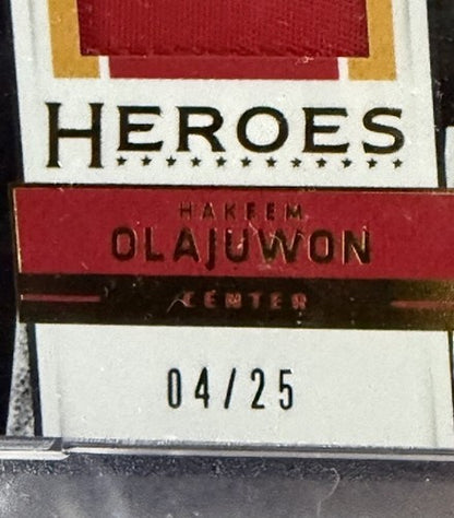 2015-16 Panini Absolute Heroes Materials Prime /25 Hakeem Olajuwon Hof Psa Pop 1
