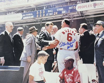 Stan Musial Signed 16x20 Framed Photo 1962 ASG JFK HOF Auto Cardinals SM6 Holo