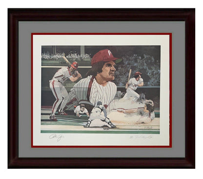 Pete Rose Signed 16x20 Framed Maggard LE Litho Photo Phillies Autograph COA
