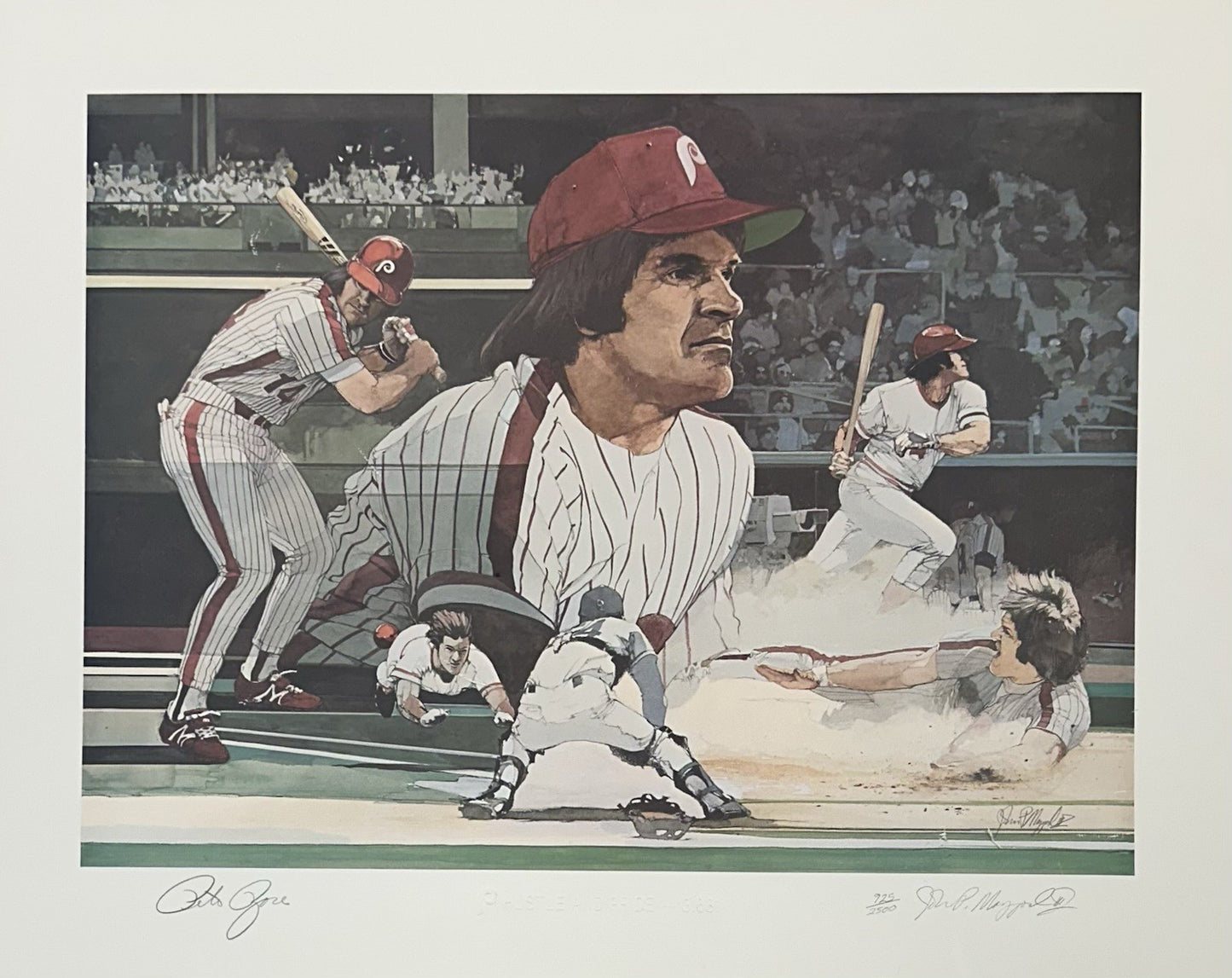 Pete Rose Signed 16x20 Framed Maggard LE Litho Photo Phillies Autograph COA