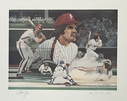 Pete Rose Signed 16x20 Framed Maggard LE Litho Photo Phillies Autograph COA