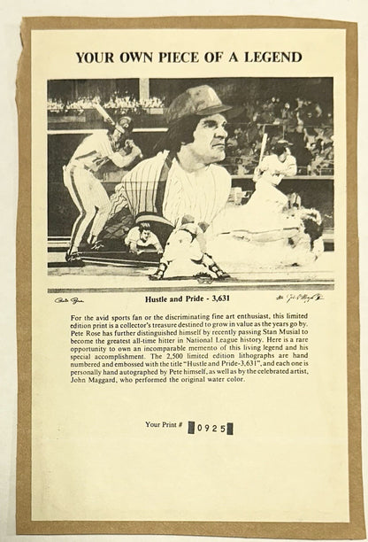 Pete Rose Signed 16x20 Framed Maggard LE Litho Photo Phillies Autograph COA