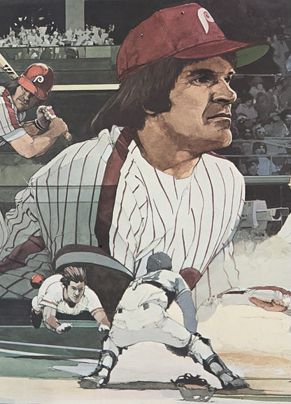 Pete Rose Signed 16x20 Framed Maggard LE Litho Photo Phillies Autograph COA