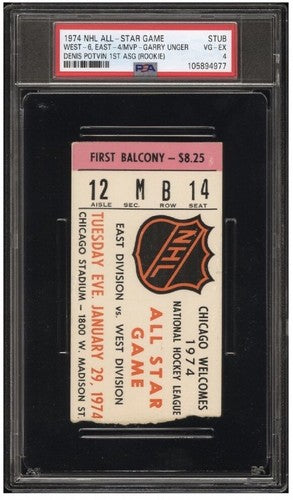 1974 NHL Hockey ALL STAR Game TICKET Stub Denis POTVIN 1st Asg Rookie Psa 4 Ex