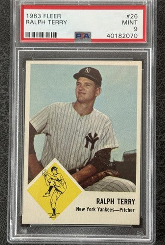 1963 Fleer #26 Ralph Terry New York Yankees PSA 9 Mint High End LOW POP