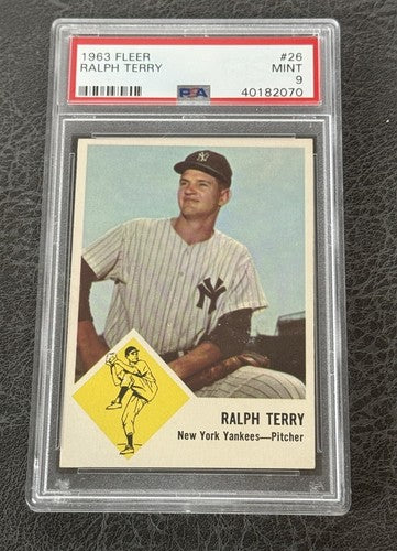 1963 Fleer #26 Ralph Terry New York Yankees PSA 9 Mint High End LOW POP