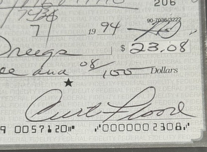 CURT FLOOD SIGNED Personal CHECK 1994 Mint Auto Psa Coa St Louis Cardinals