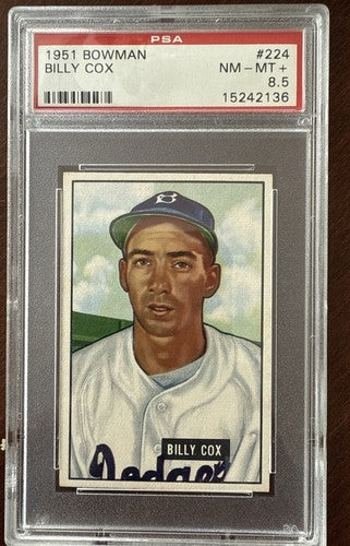 1951 Bowman #224 Billy Cox Brooklyn Dodgers Psa 8.5 Mint + Beauty Pop 3 High End