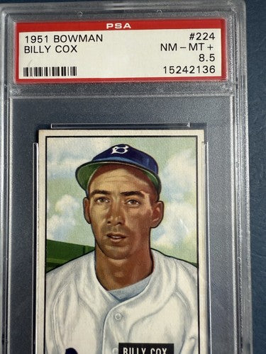 1951 Bowman #224 Billy Cox Brooklyn Dodgers Psa 8.5 Mint + Beauty Pop 3 High End