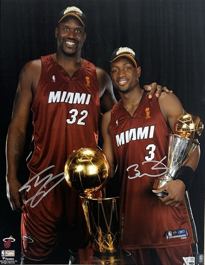 Shaquille O’Neal Dwayne Wade Signed 16x20 Framed Finals Photo Heat Auto Fanatics