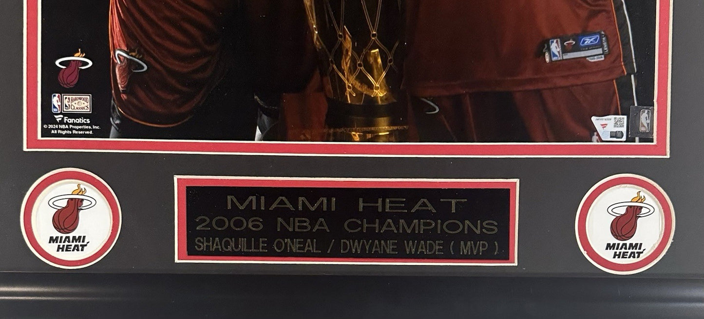 Shaquille O’Neal Dwayne Wade Signed 16x20 Framed Finals Photo Heat Auto Fanatics