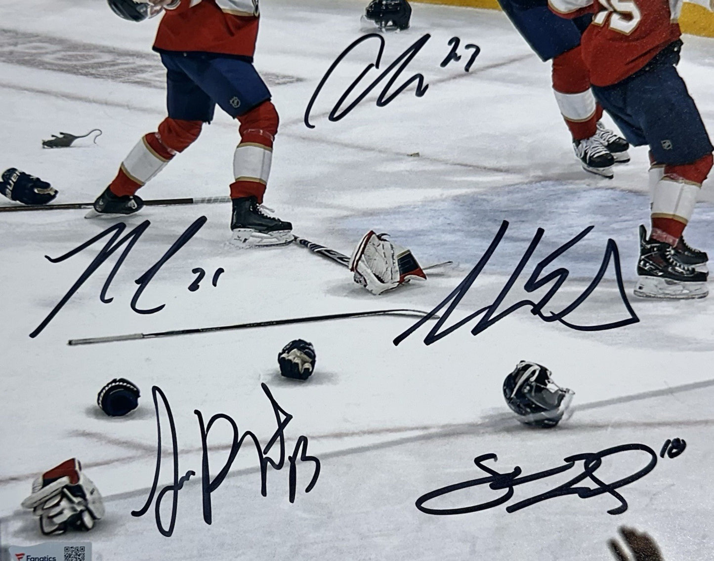 Florida Panthers Team Signed 16x20 Framed Stanley Cup Photo 8 Auto LE Fanatics