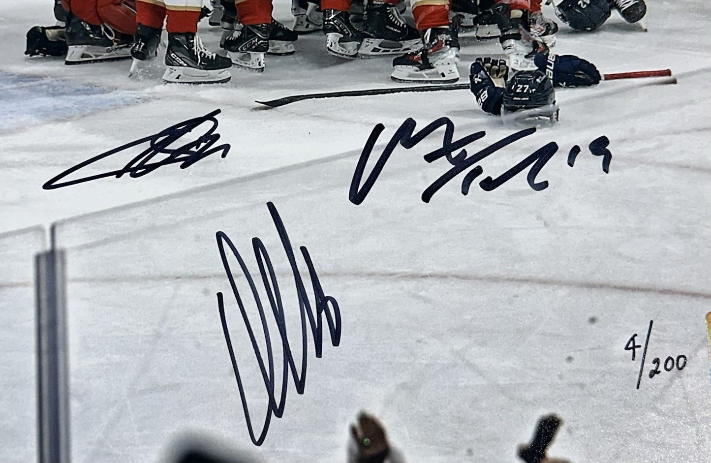 Florida Panthers Team Signed 16x20 Framed Stanley Cup Photo 8 Auto LE Fanatics