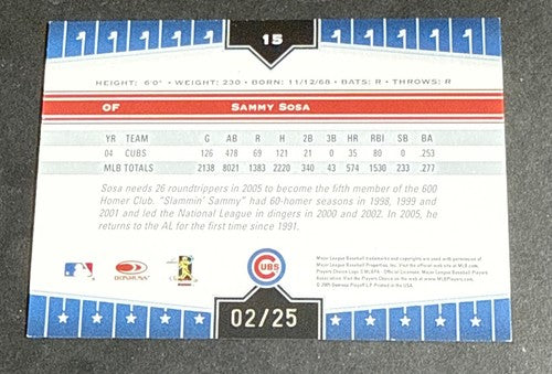 2005 Donruss Champions #264 Sammy Sosa Impressions Green  #2/25 Sp  Chicago Cubs