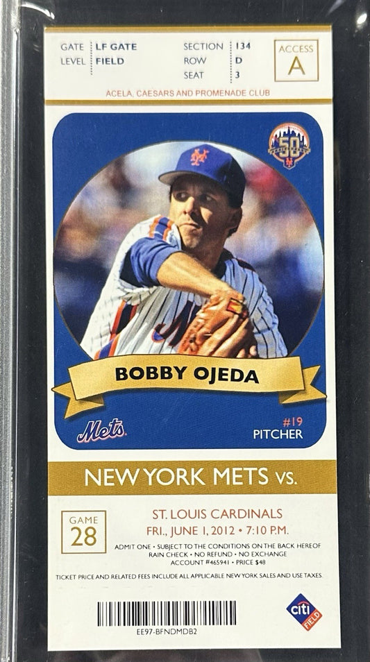 2012 Johan Santana NY Mets 1st No Hitter Game Full Ticket PSA 8 Cardinals 6/1/12