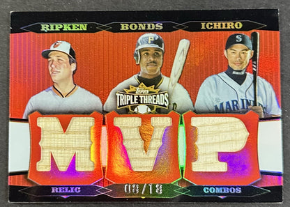 2006 Topps Triple Threads Bat Relic Ichiro Barry Bonds Cal Ripken /18 TTRC-177