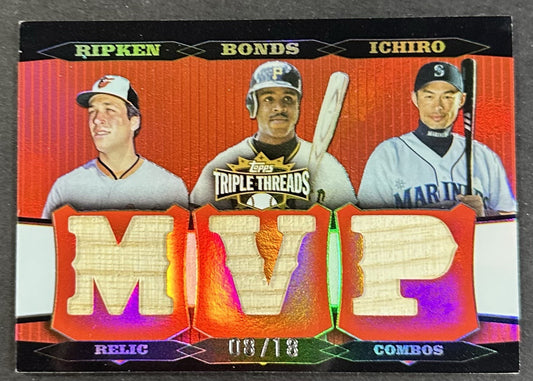2006 Topps Triple Threads Bat Relic Ichiro Barry Bonds Cal Ripken /18 TTRC-177