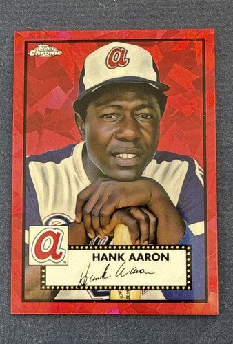 2021 Topps Chrome Platinum Anniversary Red Atomic Refractor Hank Aaron /100 Mint