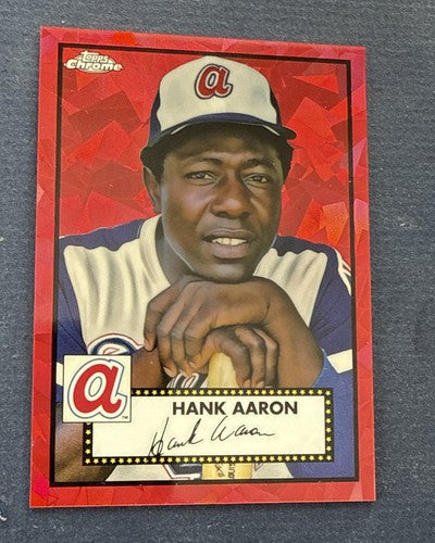 2021 Topps Chrome Platinum Anniversary Red Atomic Refractor Hank Aaron /100 Mint