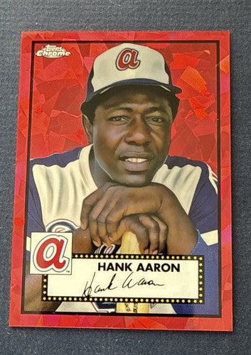 2021 Topps Chrome Platinum Anniversary Red Atomic Refractor Hank Aaron /100 Mint