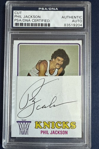Phil Jackson signed Topps 1973/74 Knicks Cut Psa Coa Mint Auto HOF Coach Bulls