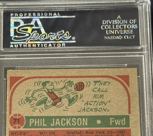 Phil Jackson signed Topps 1973/74 Knicks Cut Psa Coa Mint Auto HOF Coach Bulls