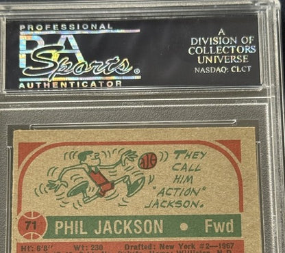 Phil Jackson signed Topps 1973/74 Knicks Cut Psa Coa Mint Auto HOF Coach Bulls