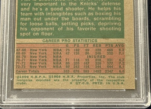Phil Jackson signed Topps 1973/74 Knicks Cut Psa Coa Mint Auto HOF Coach Bulls
