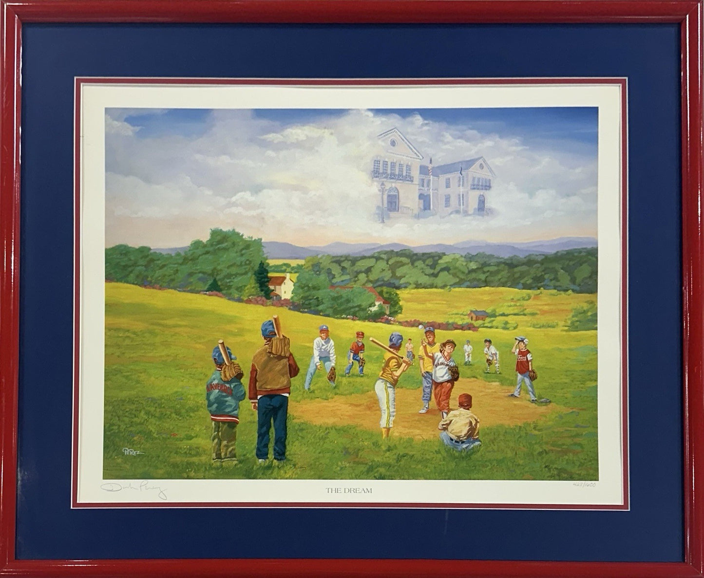 Dick Perez Signed 30x25 Framed Cooperstown The Dream LE Litho Photo Auto HOF