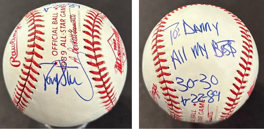 Darryl Strawberry Signed 1989 All Star ASG Baseball Mets To Danny 30-30 Auto COA
