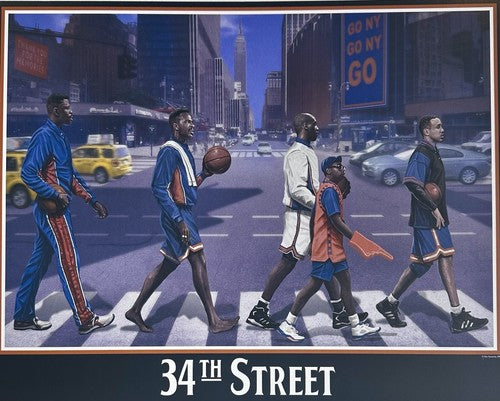 New York Knicks 34th St MSG 16x20 Litho Photo Patrick Ewing John Starks Oakley
