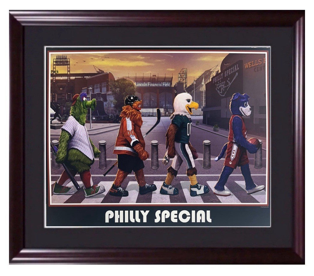 Philadelphia Mascots Philly Special 16x20 Framed Litho Photo Phillies Eagles