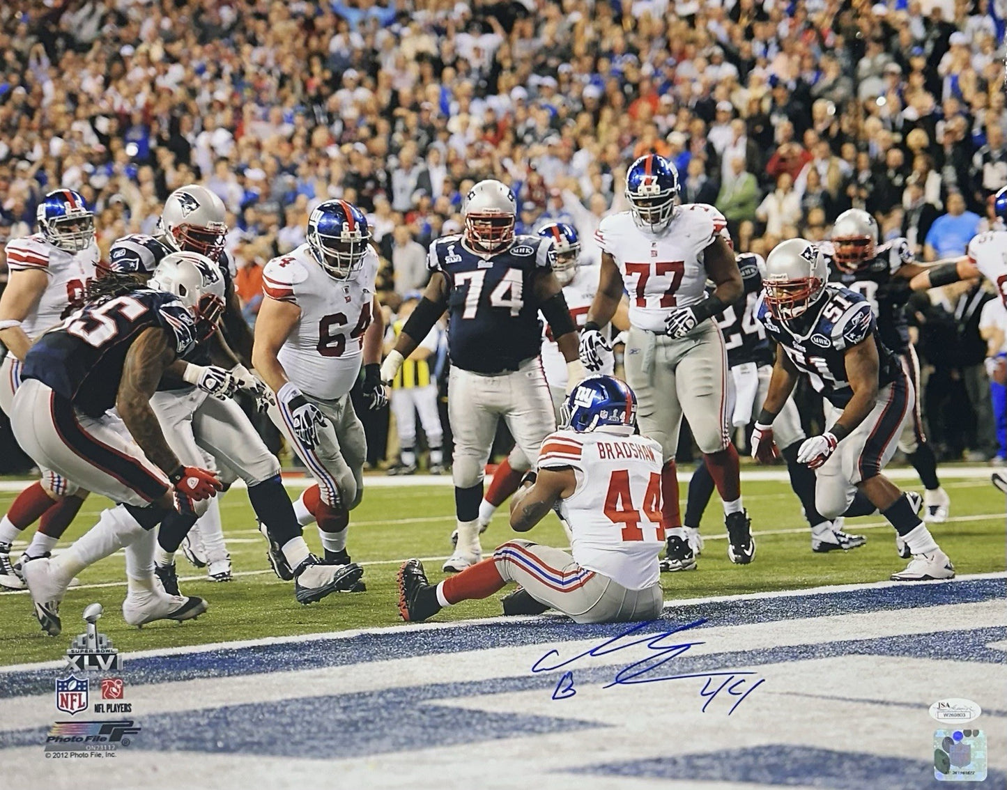 Ahmad Bradshaw Signed 16x20 Framed Photo Giants SB XLVI TD Butt Autograph Jsa
