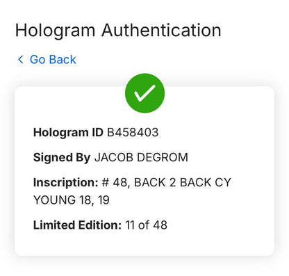Jacob deGrom Signed Official MLB Baseball B2b 18 19 Cy Young Auto /48 Fanatics