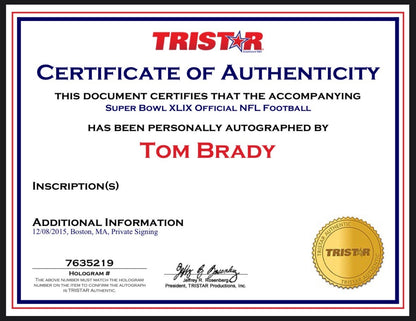 Tom Brady Signed Wilson Pro SB 49 Football SB MVP Auto Patriots Fanatics TRISTAR