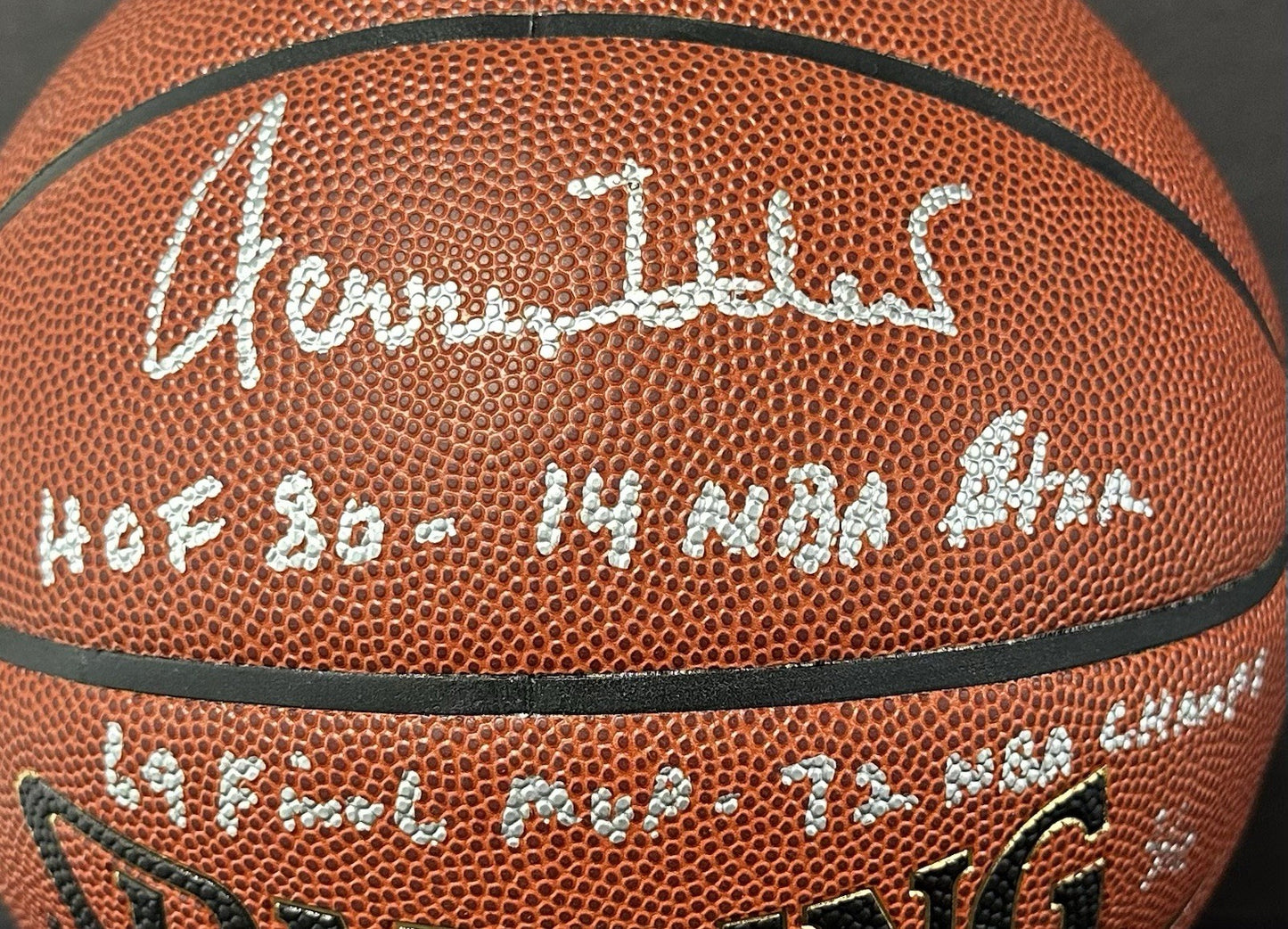 Jerry West Signed Spalding I/O Basketball Lakers 4 Stat HOF Auto Fanatics COA