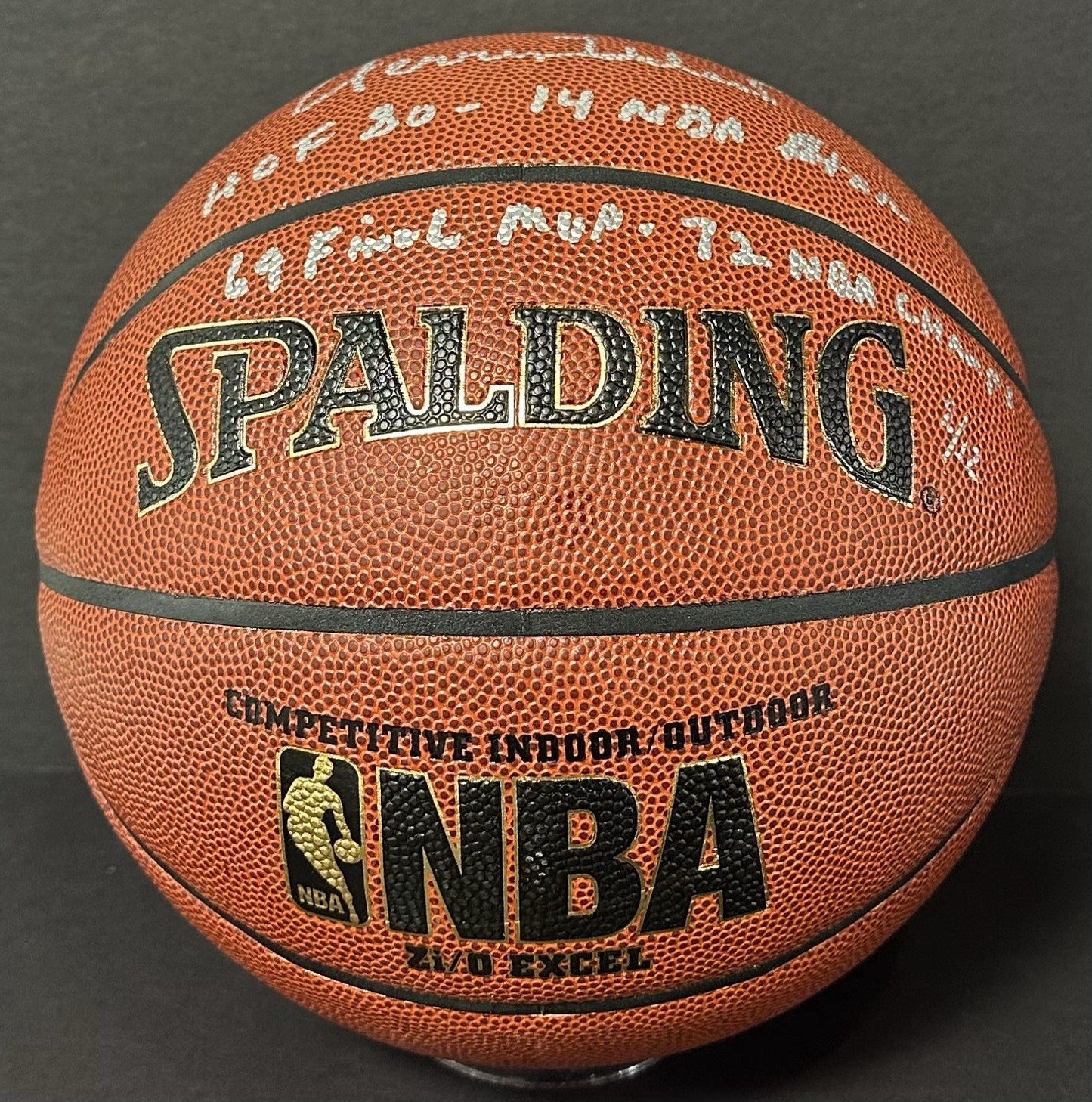 Jerry West Signed Spalding I/O Basketball Lakers 4 Stat HOF Auto Fanatics COA