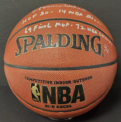 Jerry West Signed Spalding I/O Basketball Lakers 4 Stat HOF Auto Fanatics COA