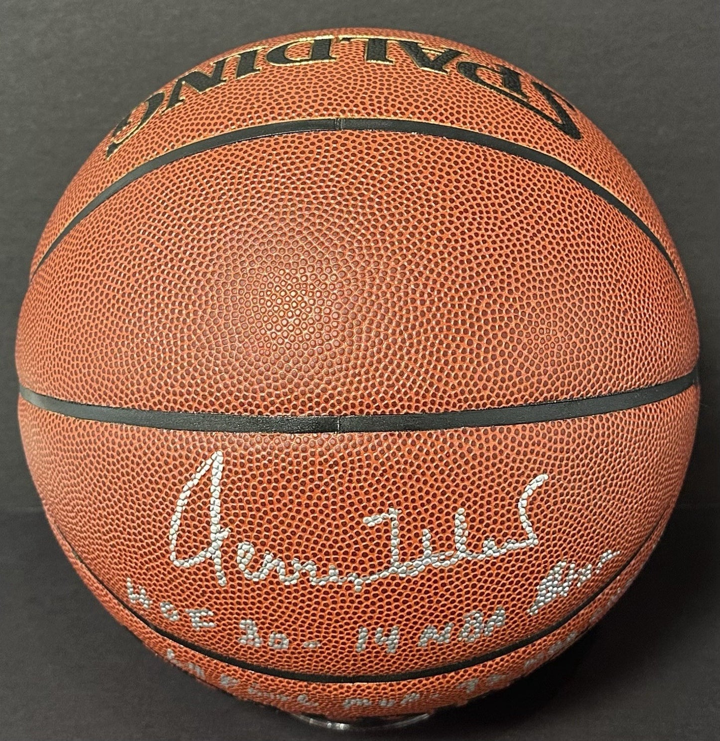 Jerry West Signed Spalding I/O Basketball Lakers 4 Stat HOF Auto Fanatics COA