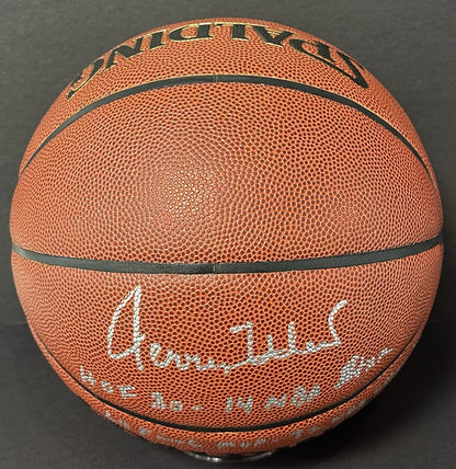Jerry West Signed Spalding I/O Basketball Lakers 4 Stat HOF Auto Fanatics COA