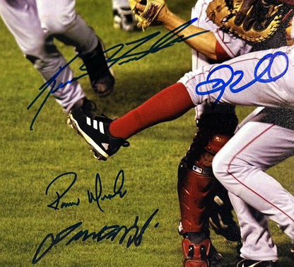 2004 Red Sox Team Signed Celebration 16x20 Framed Photo 11 Auto Lowe Damon BAS