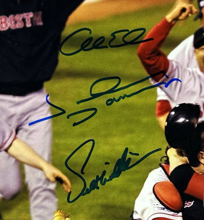 2004 Red Sox Team Signed Celebration 16x20 Framed Photo 11 Auto Lowe Damon BAS