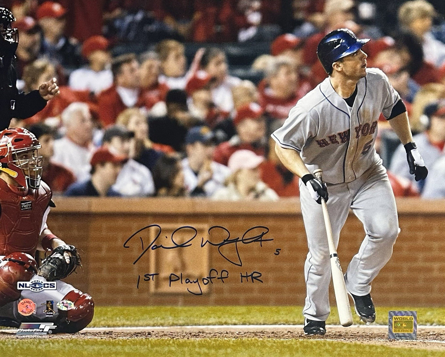 David Wright Signed 16x20 Framed Photo 2006 NLCS 1st Playoff HR Auto Mets COA