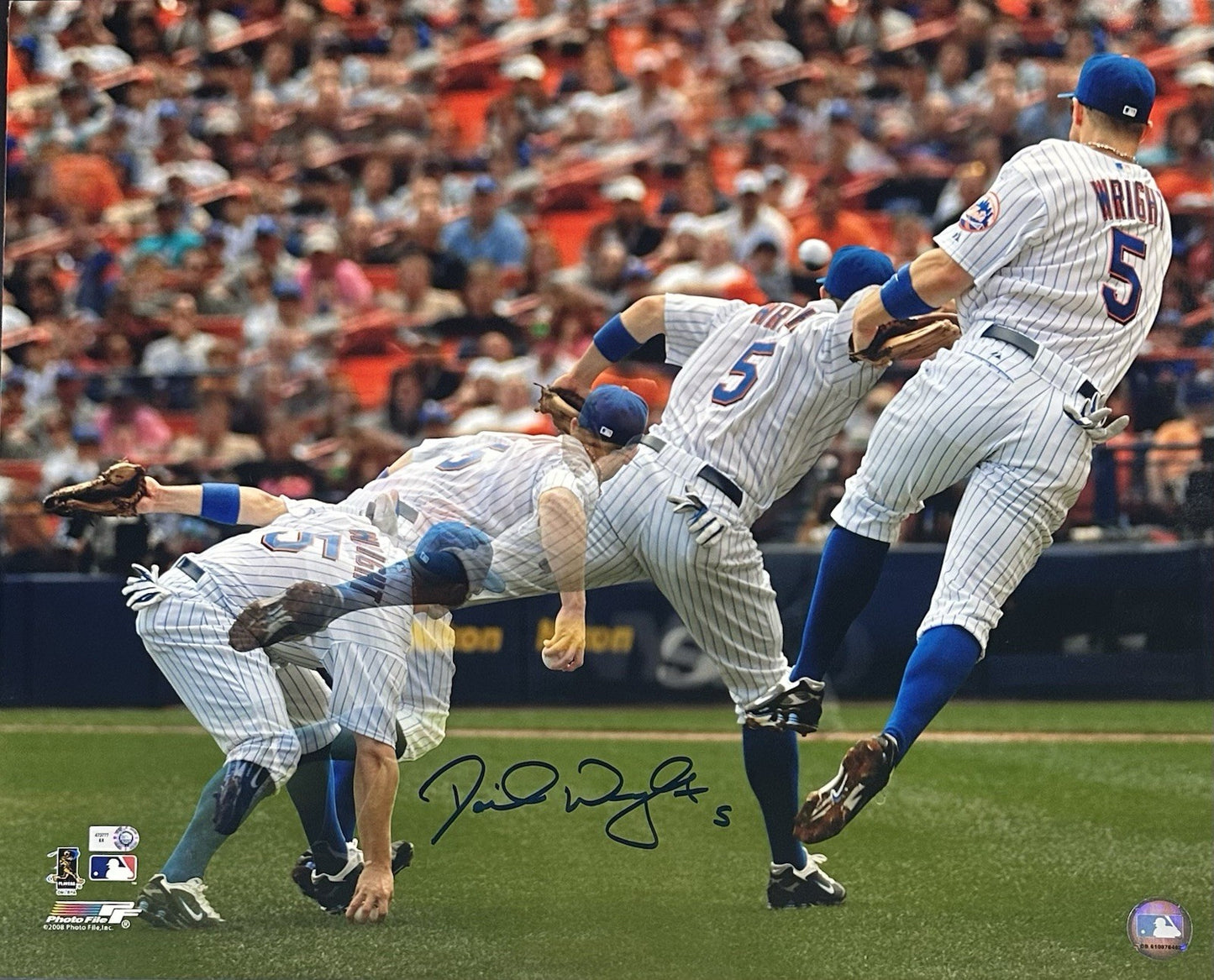 David Wright Signed 16x20 Framed Triple Exposure Photo Ny Mets Auto MLB Holo COA
