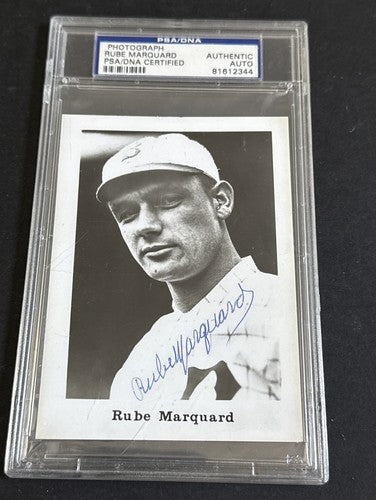 Rube Marquard Signed HOF Photo Postcard PSA/DNA Mint Blue Auto No Hitter