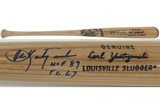 Carl Yastrzemski Signed H&B LS Game Model Bat Red Sox HOF 89 TC 67 Auto PSA COA