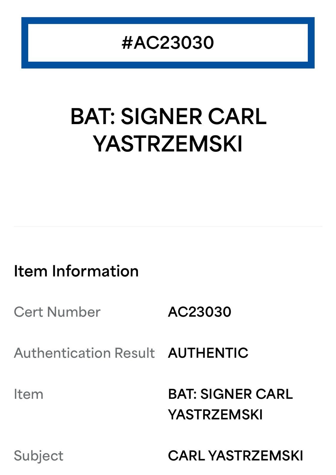 Carl Yastrzemski Signed H&B LS Game Model Bat Red Sox HOF 89 TC 67 Auto PSA COA
