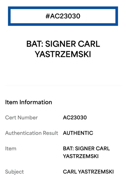 Carl Yastrzemski Signed H&B LS Game Model Bat Red Sox HOF 89 TC 67 Auto PSA COA