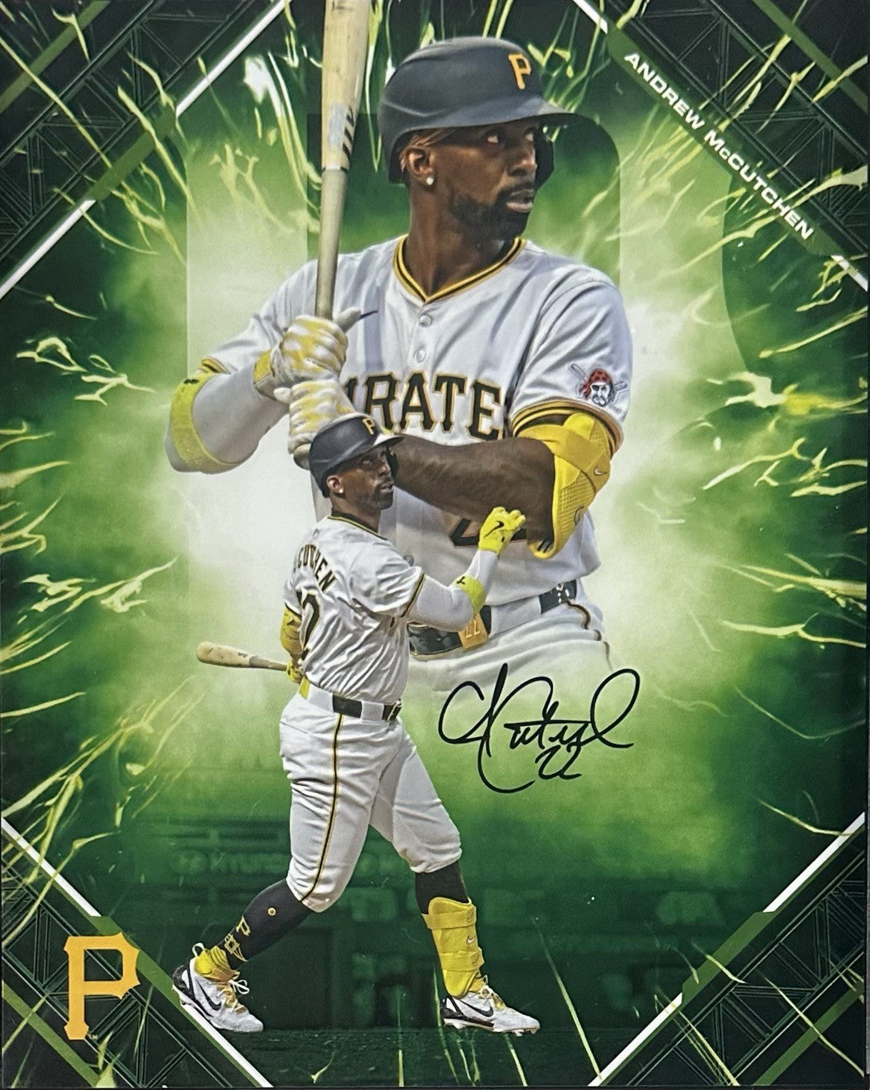 Andrew McCutchen Signed Under Wraps Emanate 8x10 /99 Green Pirates Auto MLB COA