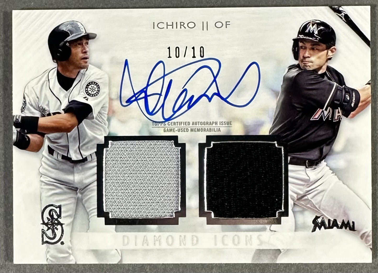 2017 Topps Diamond Icons Dual Relic Ichiro Suzuki Auto 10/10 1/1 Mariners HOF